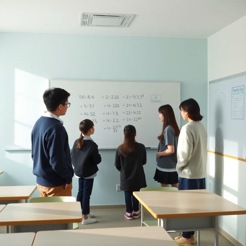 소규모로 수학 문제를 함께 풀어 나가는 강 하우스의 수업 장면